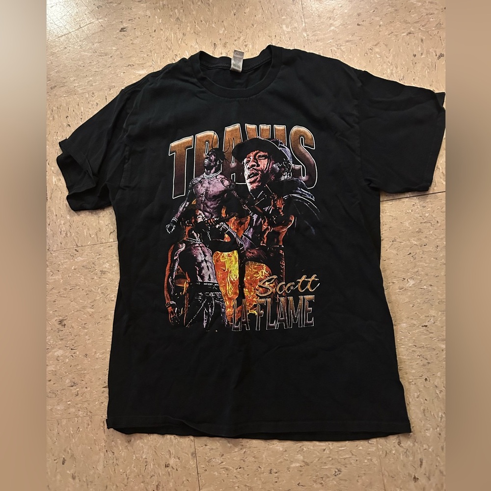 Black Graphic T-Shirt with Travis Scott Design